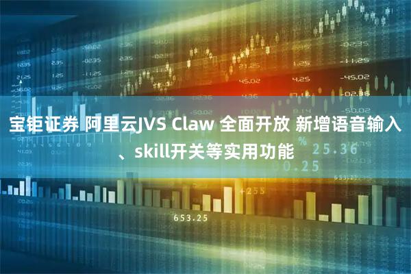 宝钜证券 阿里云JVS Claw 全面开放 新增语音输入、skill开关等实用功能