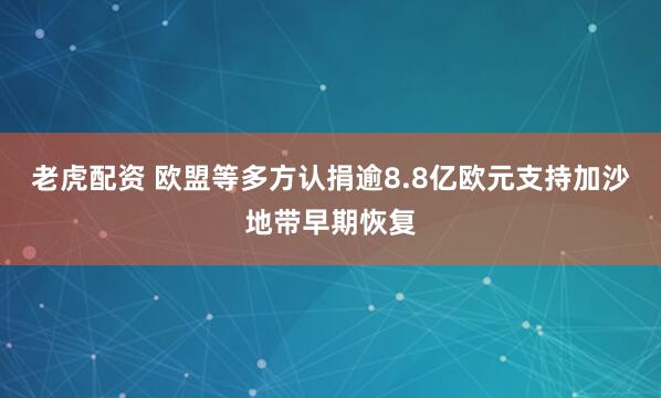 老虎配资 欧盟等多方认捐逾8.8亿欧元支持加沙地带早期恢复